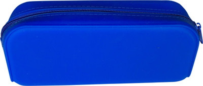 

WhitePavo Blue Box Pouch Plain Art Silicone Pencil Box(Set of 1, Blue)