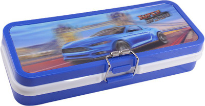 

Saamarth Impex Student Car Print Art Plastic Pencil Box(Set of 1, Blue)