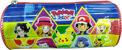 

Pokemon Pokemon Character Face Art Fabric Pencil Box(Set of 1, Blue, Red)