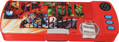 

Marvel Avenger Superhero Art Plastic Pencil Box(Set of 1, Red, Blue)