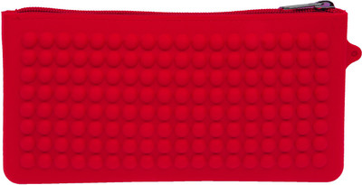 

WhitePavo Red Flat Pouch Plain Art Silicone Pencil Box(Set of 1, Red)