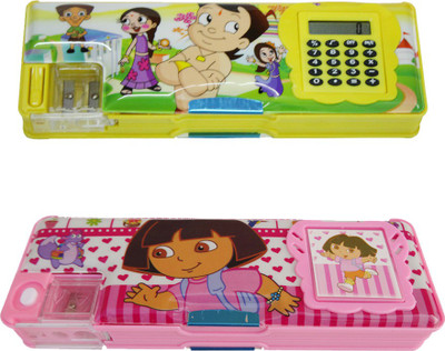 Dream Bag Chhota Bheem Colourfull Art Plastic Pencil Boxes(Set of 2, Multi colours)