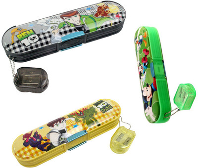 

PTCMart NA Flowers Art Plastic Pencil Box(Set of 3, Multicolor)