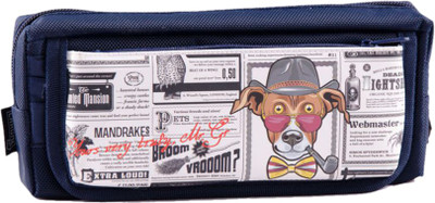 

Chrome Series Printed Art Cloth Pencil Box(Set of 1, Navy Blue)