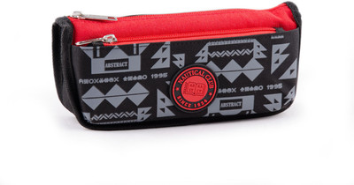 

Chrome Printed Dual-colour Art Polyester Pencil Box(Set of 1, Black, Red)