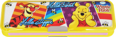 

Disney Pooh Cartoon Art Plastic Pencil Box(Set of 1, Yellow, Violet)