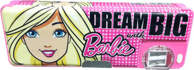 

Barbie Pencil Box Character Face Art Metal Pencil Box(Set of 1, Pink)