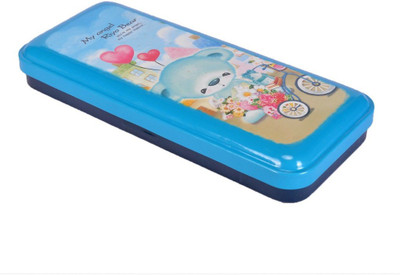 

Enwraps My Angel Riyo Bear Cartoon Art Metal Pencil Box(Set of 1, Blue)