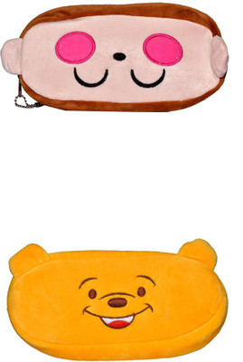

AVE NA Cartoon Face Art Soft Fabric Pencil Boxes(Set of 2, Brown, Yellow)