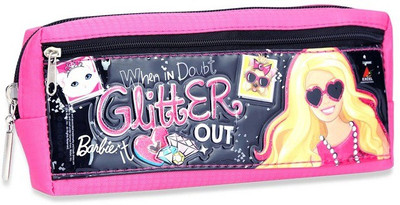 

Barbie Pouch Pink Black Art Polyster Pencil Box(Set of 1, Pink Black)