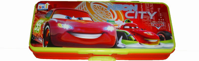 

SKI Fancy School Art Plastic Pencil Box(Set of 1, Yellow, Red)