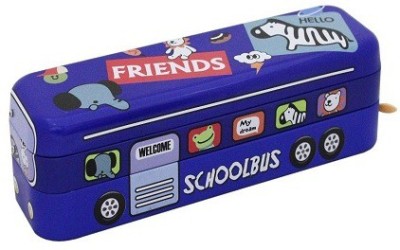 

Shopat7 Bus Bus Art Metal Pencil Box(Set of 1, Blue)