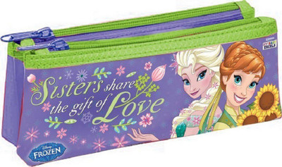 

Disney Frozen Double Attractive print Art Polyster Pencil Box(Set of 1, Purple Green)