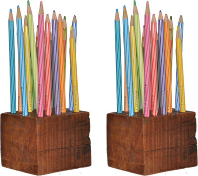 

Dimensions Stationary DP08 Rustic Art Wood Pencil Boxes(Set of 2, Brown)