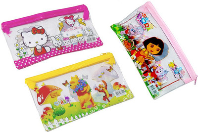 

Blossoms pvc animal, cartoon Art pvc Pencil Boxes(Set of 3, Multicolor)