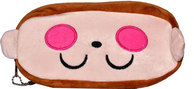 

AVE NA Cartoon Face Art Soft Fabric Pencil Box(Set of 1, Brown)