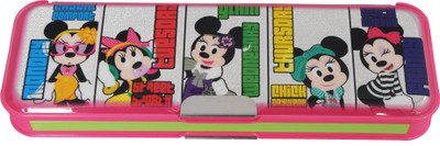 

Disney Minnie Cartoon Art Plastic Pencil Box(Set of 1, Pink, Green)