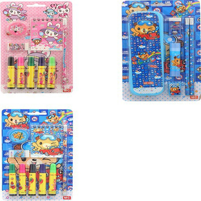 

SHOPIRAL carton cartoon design Art plastic Pencil Box(Set of 3, Blue, Pink)
