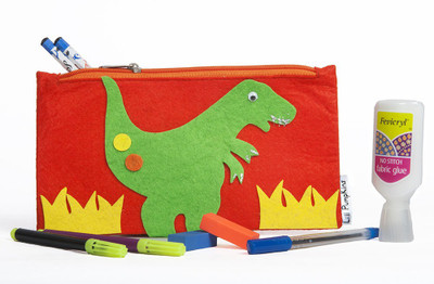 

Lill Pumpkins Pencil Pouch Dinosaur Art Felt Pencil Box(Set of 1, Orange)