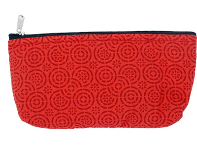 

Viniyog Hand Printed Geometric Design Art Cloth Pencil Box(Set of 1, Red)
