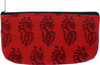 

Viniyog Hand Printed Motif Design Art Cloth Pencil Box(Set of 1, Red, Black)