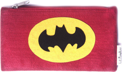 

Lill Pumpkins Pencil Pouch Batman Art Felt Pencil Box(Set of 1, Red)