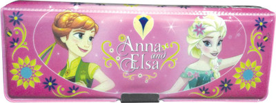 

Frozen Anna and Elsa Character Face Art Metal Pencil Box(Set of 1, Pink)