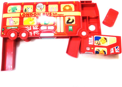 

Palakz School Bus Multifunction Art Plastic Pencil Box(Set of 1, Red)