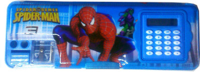 

Karta Spider man with calculator & dual sharpner Art plastic Pencil Box(Set of 1, Blue)