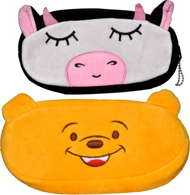 

Ave NA Cartoon Face Art Soft Fabric Pencil Boxes(Set of 2, Yellow, Black)
