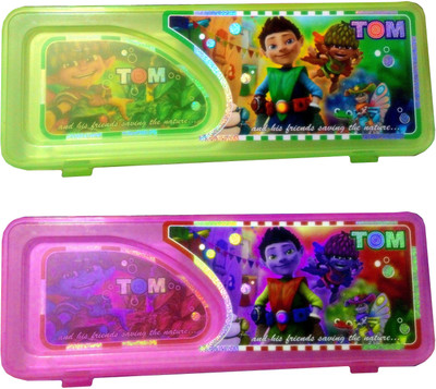 

Goldcave Unknown Cartoon Printed Art PLastic Pencil Boxes(Set of 2, Multicolor)