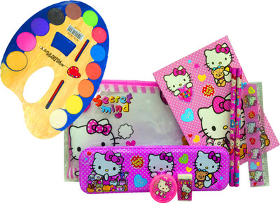 

Gayatri Creations BEST OF LUCK CARTOON Art METAL Pencil Box(Set of 8, Pink)