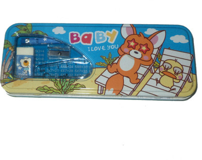 

Karta Baby With Sharpner & Rubber Art Metal Pencil Box(Set of 1, Blue)