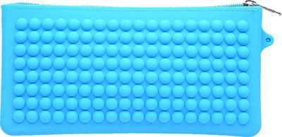 

WhitePavo Blue Flat Pouch Plain Art Silicone Pencil Box(Set of 1, Blue)