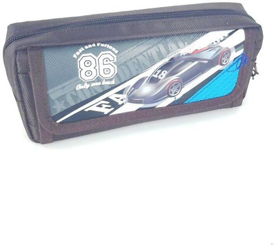

Chrome Series Printed Car Art Cloth Pencil Box(Set of 1, Brown)