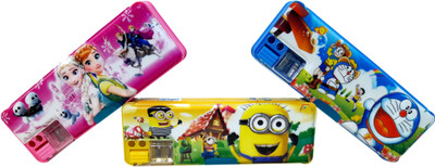 

Wishkart Minions Doraemon Art Plastic Pencil Boxes(Set of 3, Multicolor)