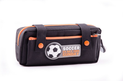 

Chrome Printed Soccer Art Polyester Pencil Box(Set of 1, Indigo Orange)