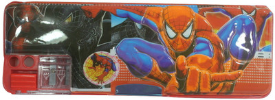 

Imported SKY HIGH SPIDERMAN CARTOON Art PLASTIC Pencil Box(Set of 1, RED)