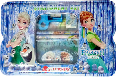 

IshStaR Stationary Set Cartoon Art Metal Pencil Box(Set of 1, Blue)