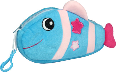 

FabSeasons Fashion Fish Art Faux Fur Pencil Box(Set of 1, Blue)