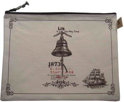 

Vardhman A5 Multiutility Pouch Cloth Pencil Box(Set of 1, Cream, Black)
