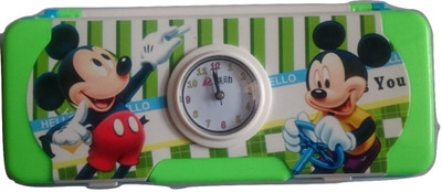 

Gift Chachu Clock NA Art Plastic Pencil Box(Set of 1, Green)