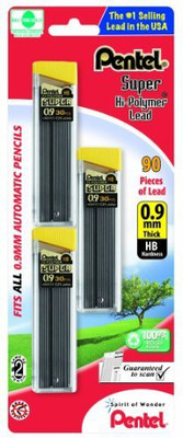 

Pentel Super Hi-Polymer Lead Refills - 0.9 Mm Pencil(Set of 3, Black)