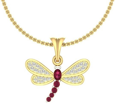

Jewels5 Butterfly 18kt Diamond Yellow Gold Pendant(Rhodium Plated)