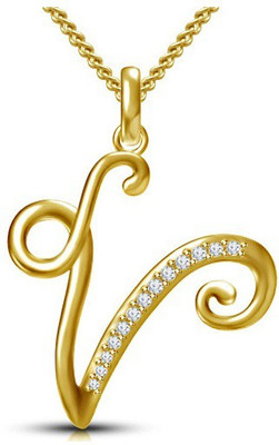 

Vorra Fashion Initial "V" Letter Gold-plated Cubic Zirconia Sterling Silver Pendant