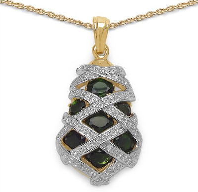 

Johareez 2.08CTW Genuine Chrome Diopside 14K Yellow Gold Plated .925 Sterling Silver Pendant Gold-plated Sterling Silver Pendant
