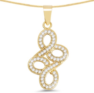 Johareez 7.30 Grams White Cubic Zirconia Gold Plated Brass Pendant Gold-plated Cubic Zirconia Brass Pendant