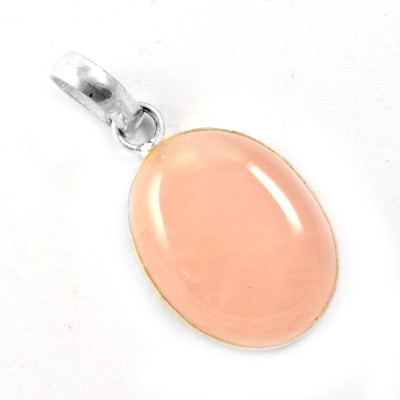 Manirathnum Rose Quartz Gemstone Base Silver Quartz Brass Pendant