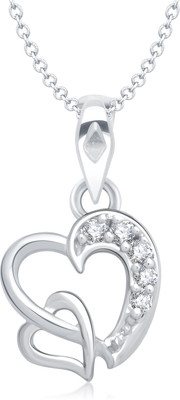 88% OFF on Vina Fashion Jewellery Heart Shape diamond couple Jewellery Jewels Valentine Dual Rhodium Plated for Women & Girls Cubic Zirconia Alloy Pendant