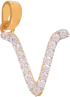 mahi Vibrant V Initial Gold-plated Cubic Zirconia Alloy Pendant
